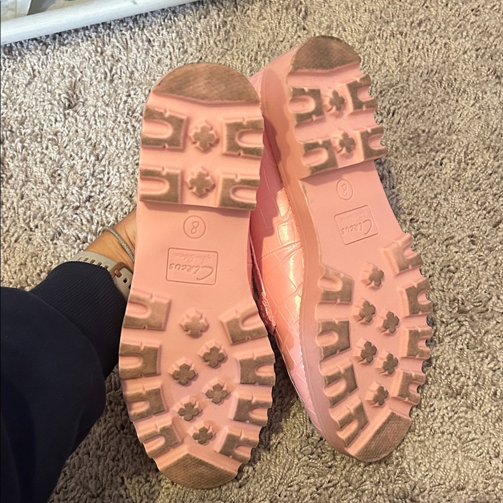 Pink Croc Loafers with Gold Accent - Picture 3 of 4
